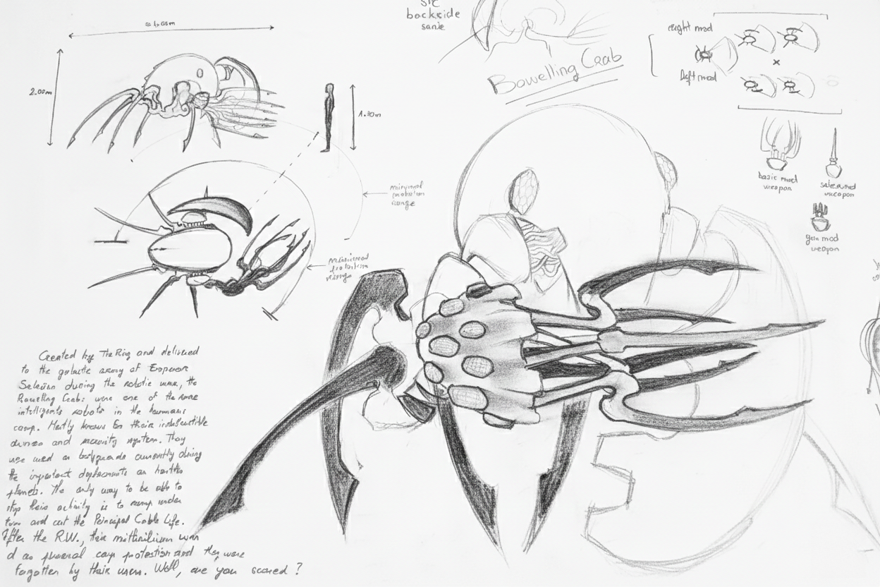 Boweling Crab drawing.