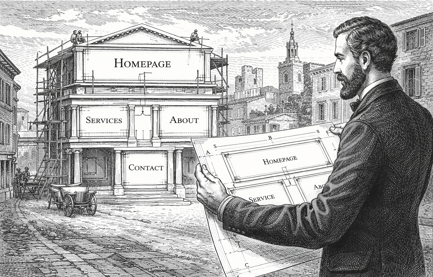 Illustration évoquant un site vitrine et sa structure.