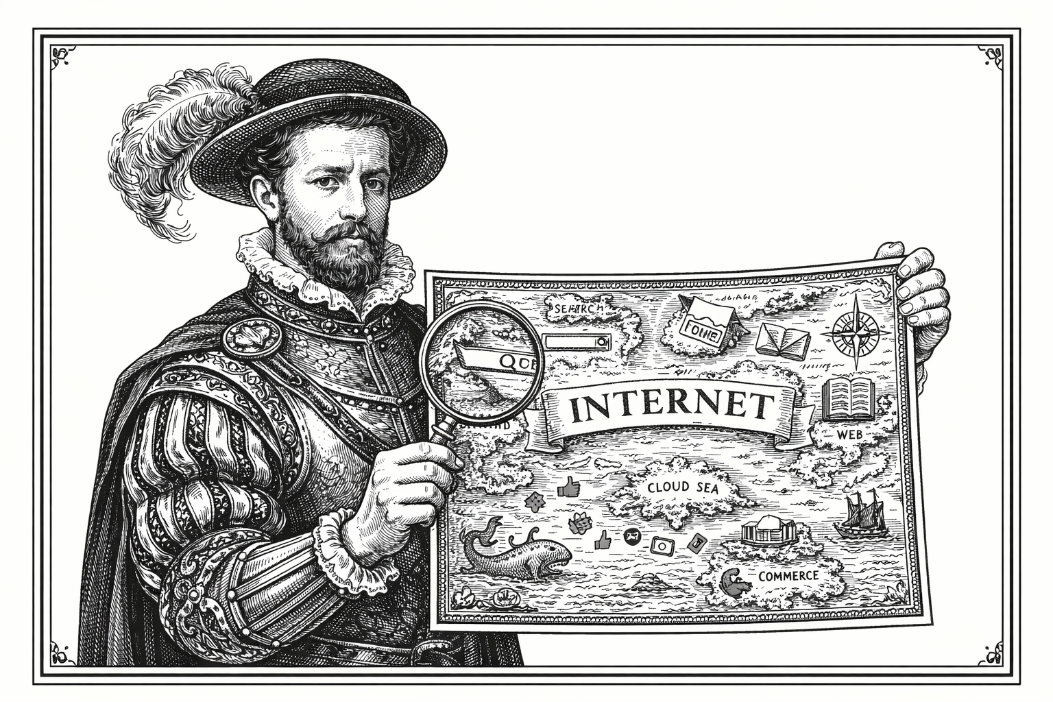 Illustration évoquant le SEO et l’acquisition : visibilité, structure et mesure, pour rappeler que la visibilité et l’acquisition se construisent avec méthode.