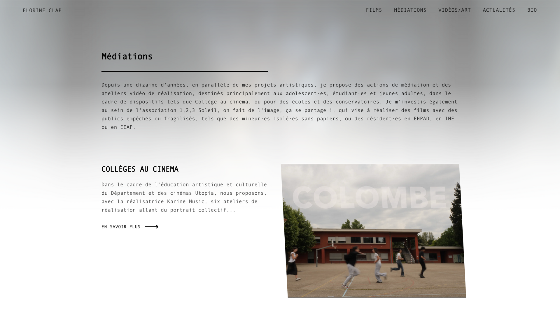 Aperçu du site de Florine Clap.