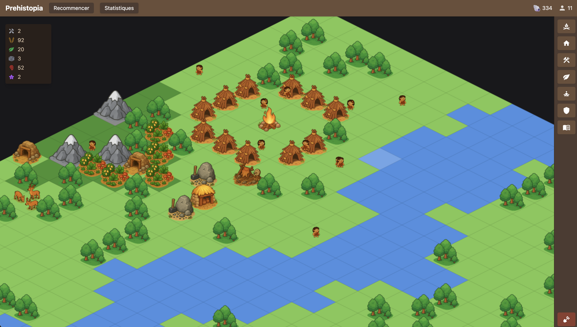 Aperçu de Préhistopia, simulation de village au néolithique.