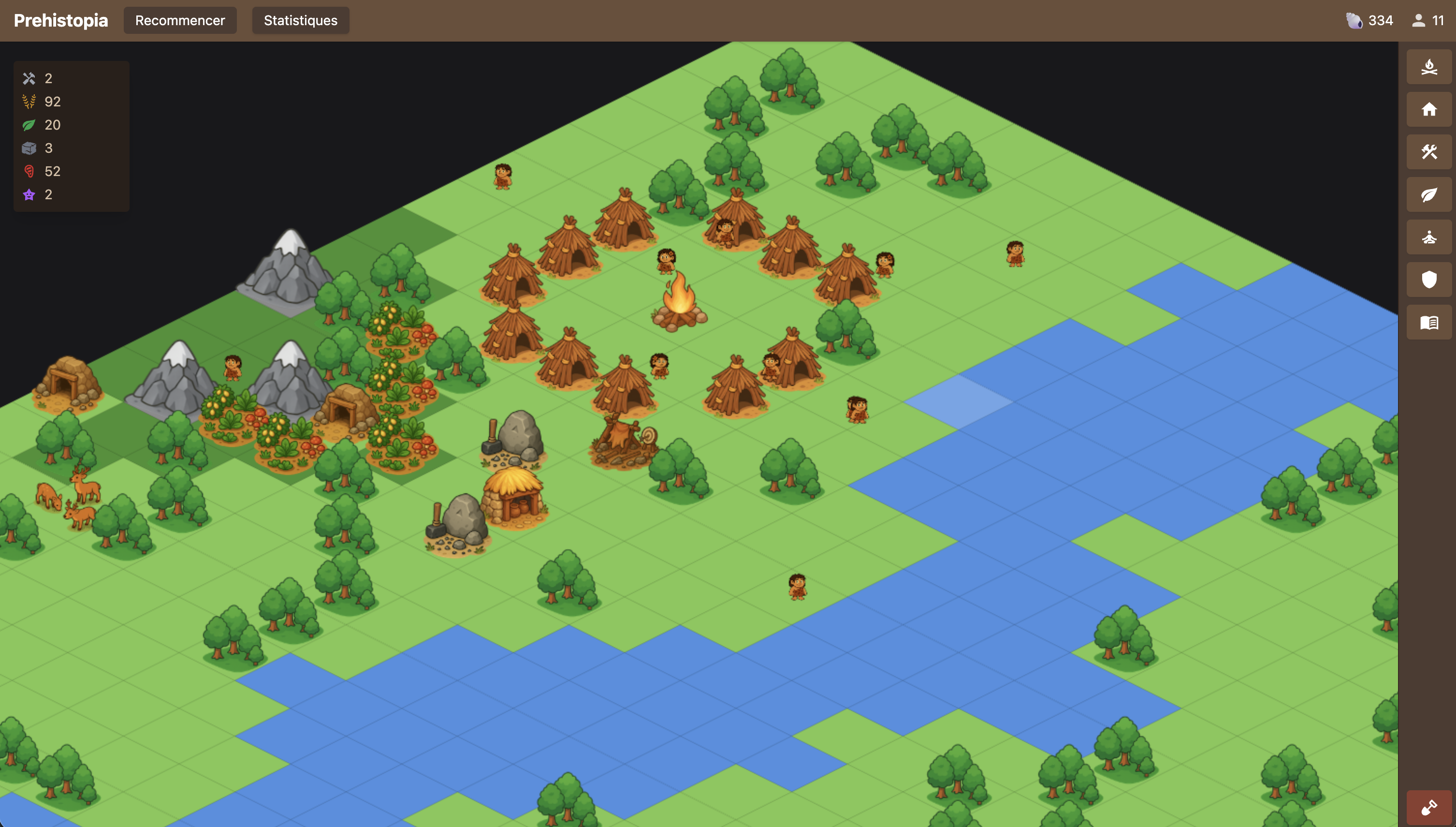 Aperçu de Préhistopia, simulation de village au néolithique.