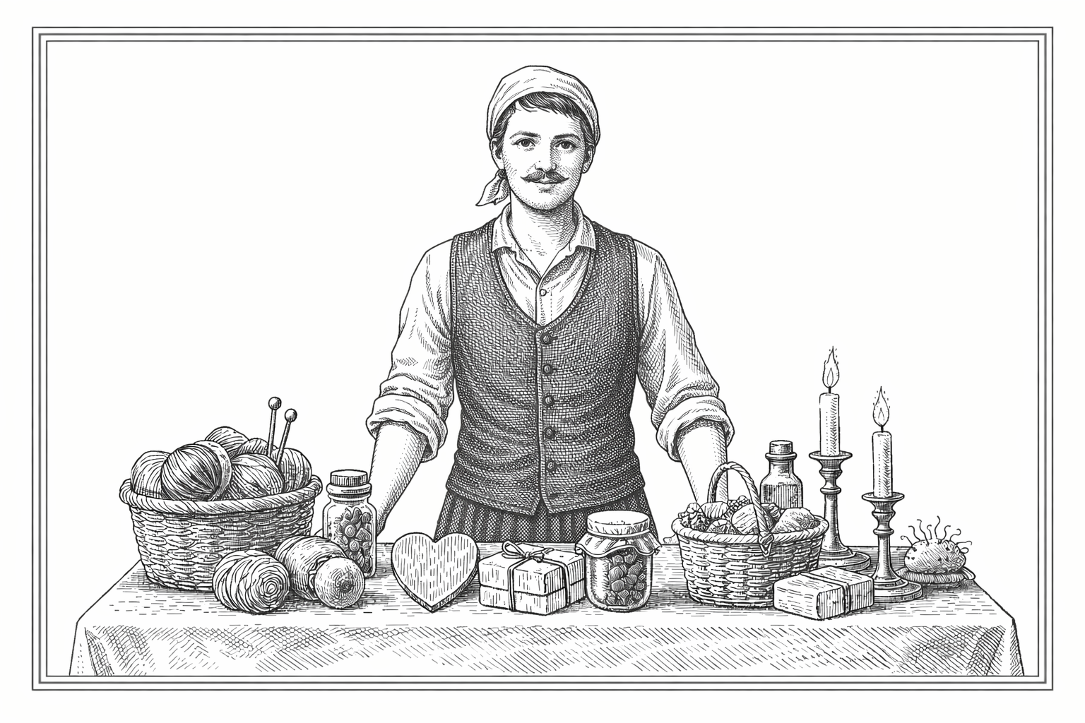 Illustration évoquant la vente de produits en ligne : panier, paiement, livraison.